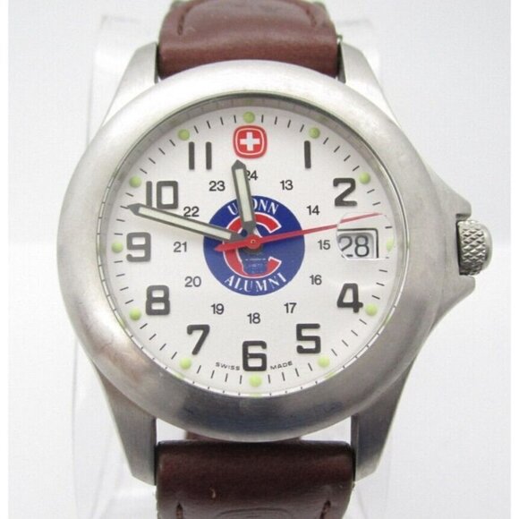 Men Wenger Swiss UCONN Alumni Quartz WR Analog 42mm Dial Date Round Watch(E708) - Picture 1 of 11